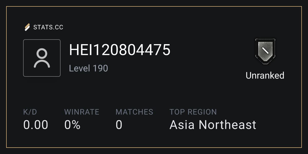 Siege Stats - Stats.CC HEI120804475 - Rainbow Six Siege Player Stats